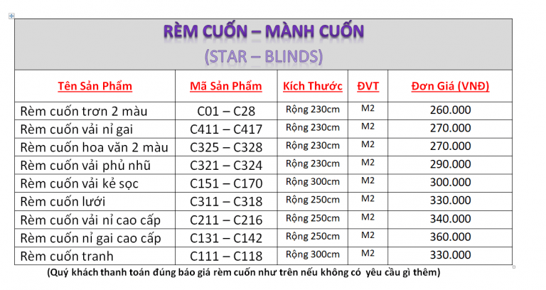 giá rèm cuốn